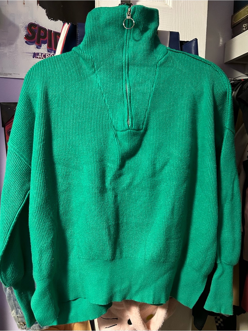 Men's Teal Green Quarter-Zip Knit Sweater